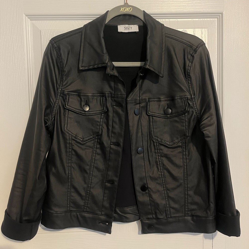Suzy Shier Black Leather like Jacket